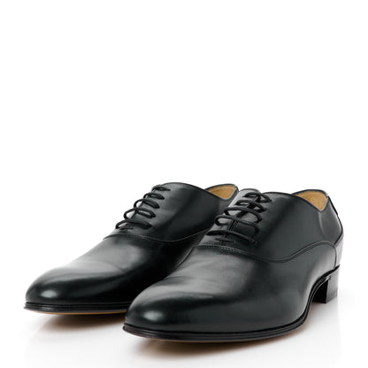Gucci New Waxed Calfskin Mens Oxfords 8.5 Black 4 of 10