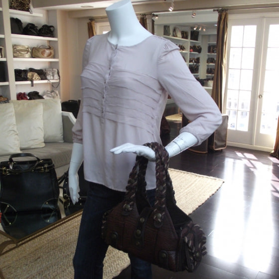 Chloe Calfskin Suede Silverado Shoulder Bag Bordeaux 2 of 13