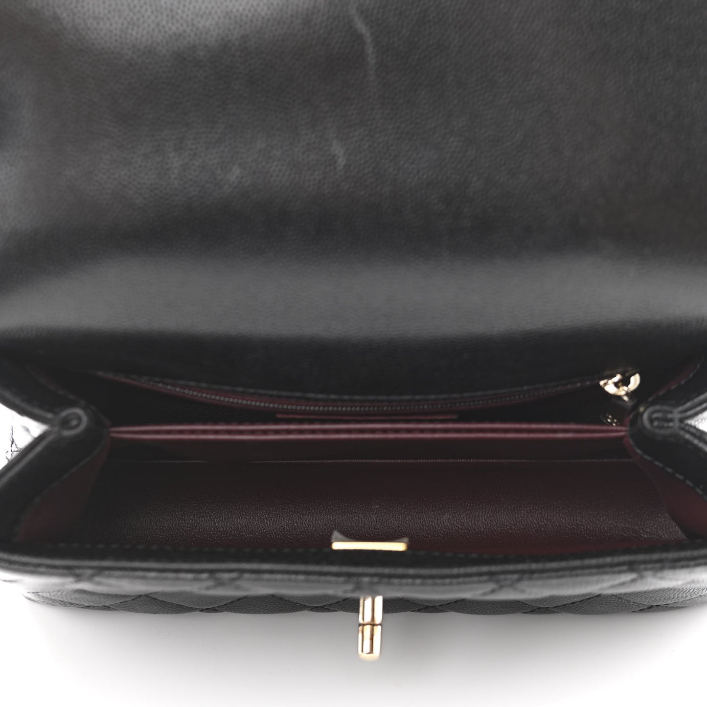 Caviar Quilted Mini Coco Handle Flap Black