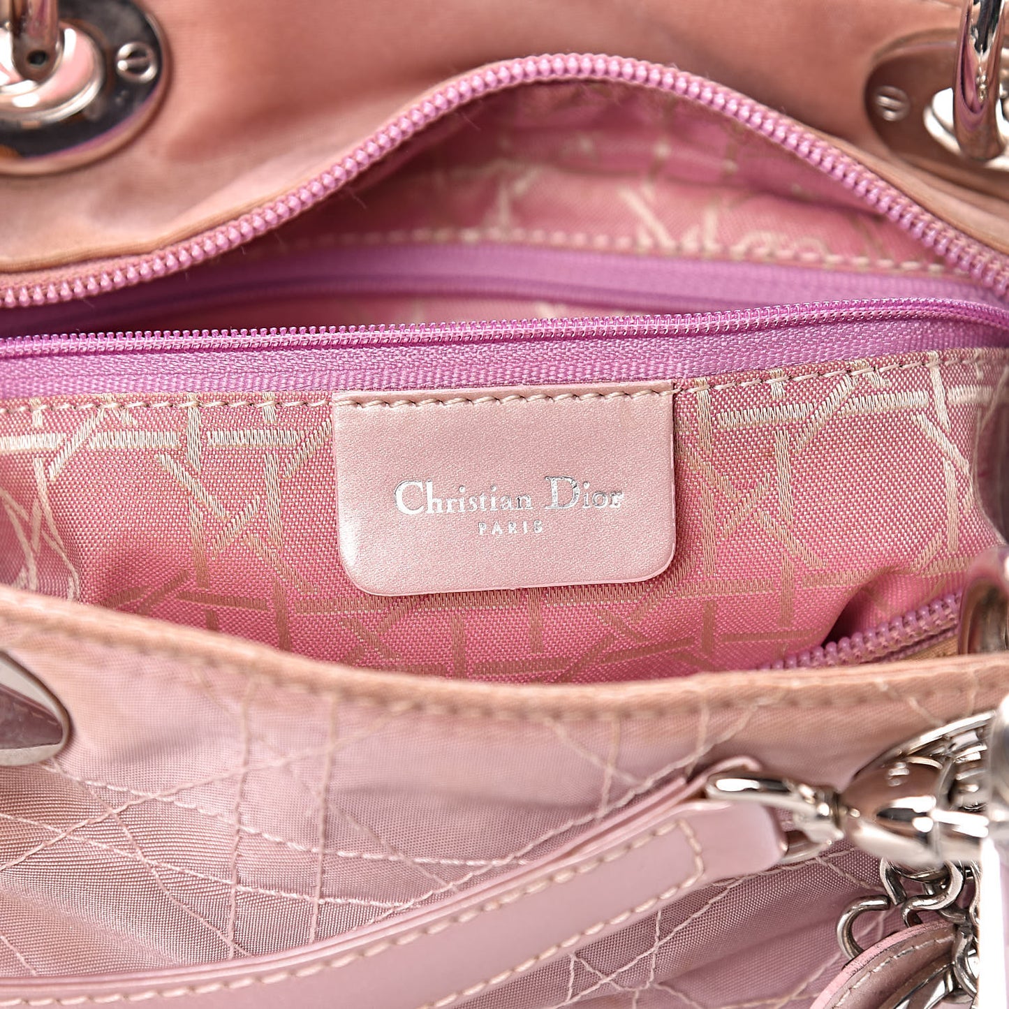 Satin Cannage Medium Lady Dior Pink