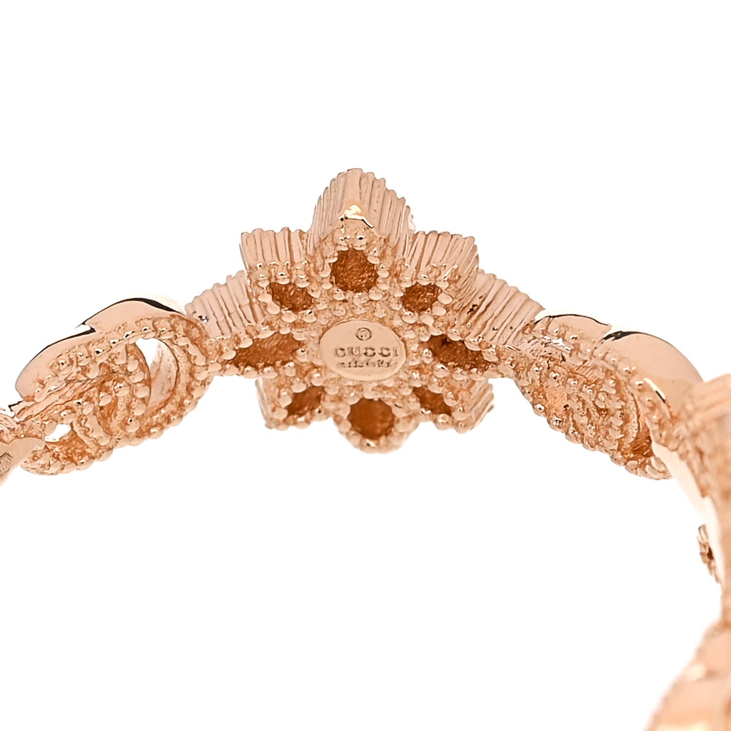 Gucci 18K Rose Gold Diamond Flora Band Ring 52 6 4 of 5