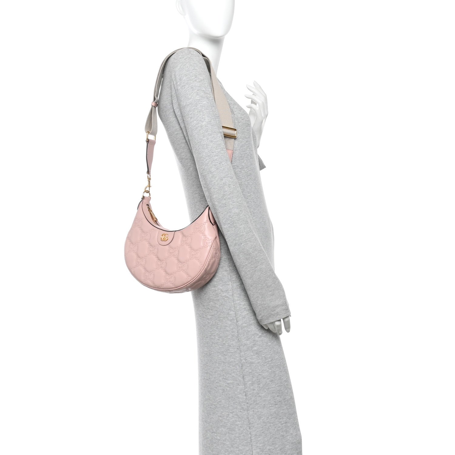 Gucci Calfskin GG Matelasse Small Hobo Shoulder Bag Perfect Pink Natural 2 of 13