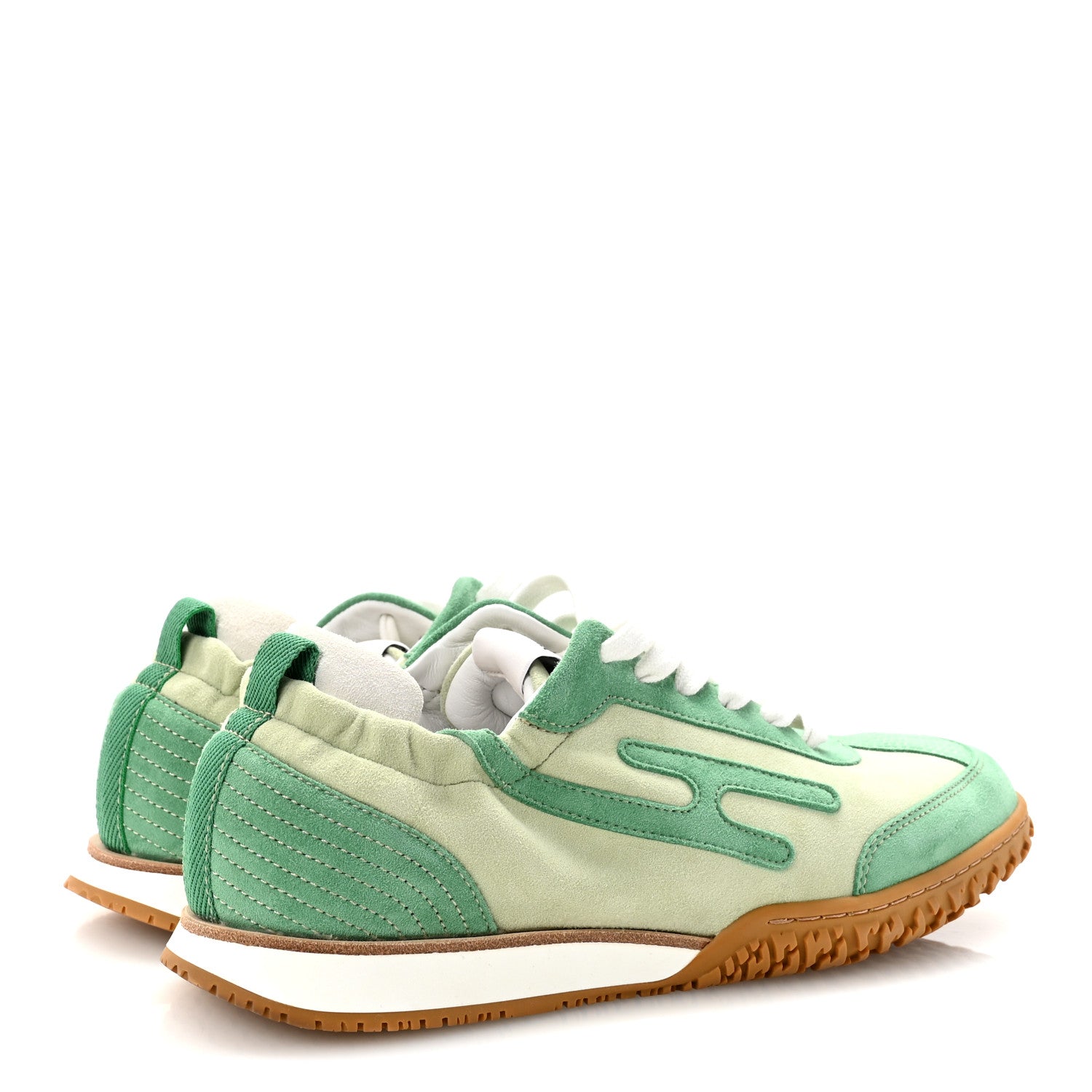 Hermes Suede Goatskin Jet Sneakers 38.5 Vert De Mer Vert Opaline 5 of 9