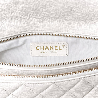 Chanel Caviar Quilted Flap Clutch White 6 of 11