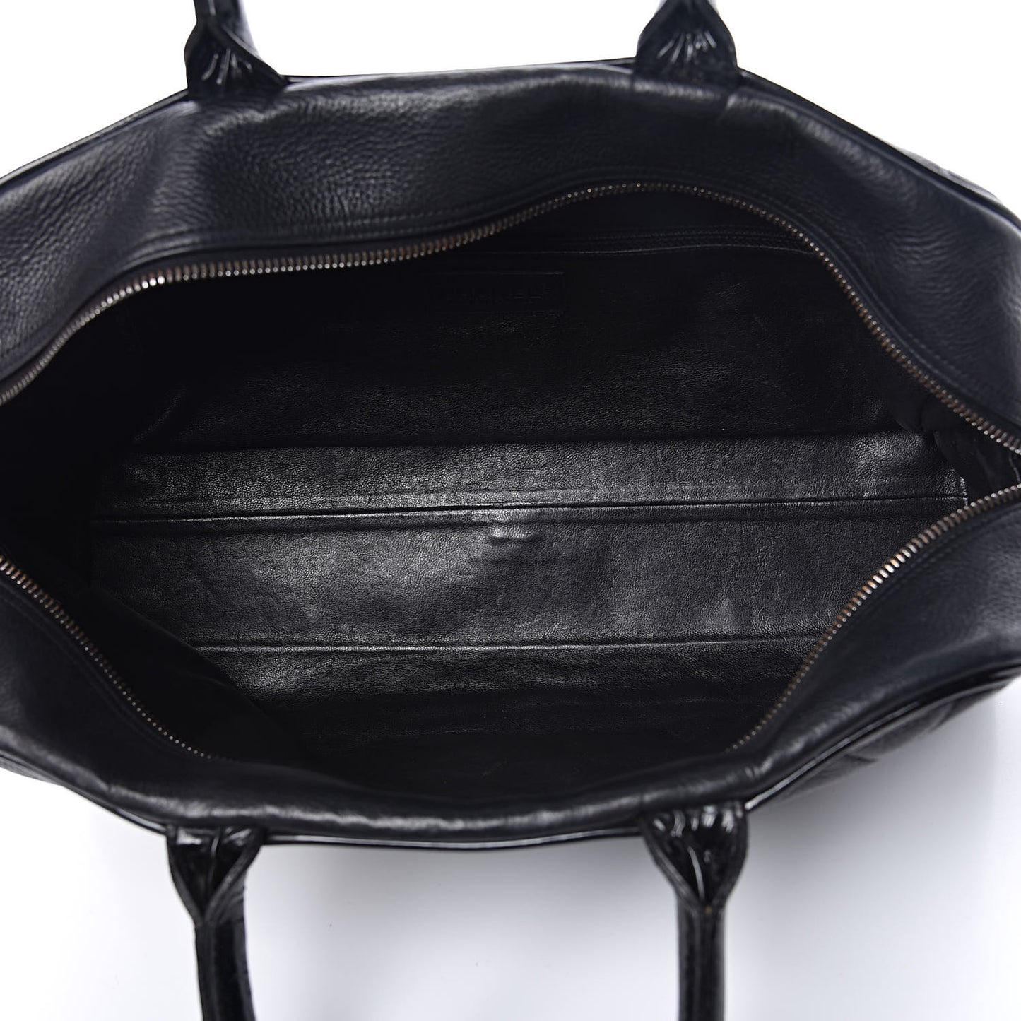 Caviar Patent Quilted Large Bowler Black
