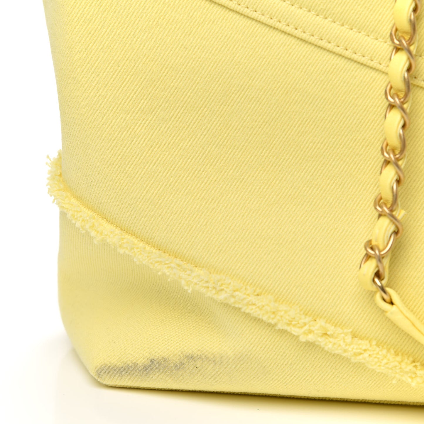 Denim Chevron Coco Tote Yellow