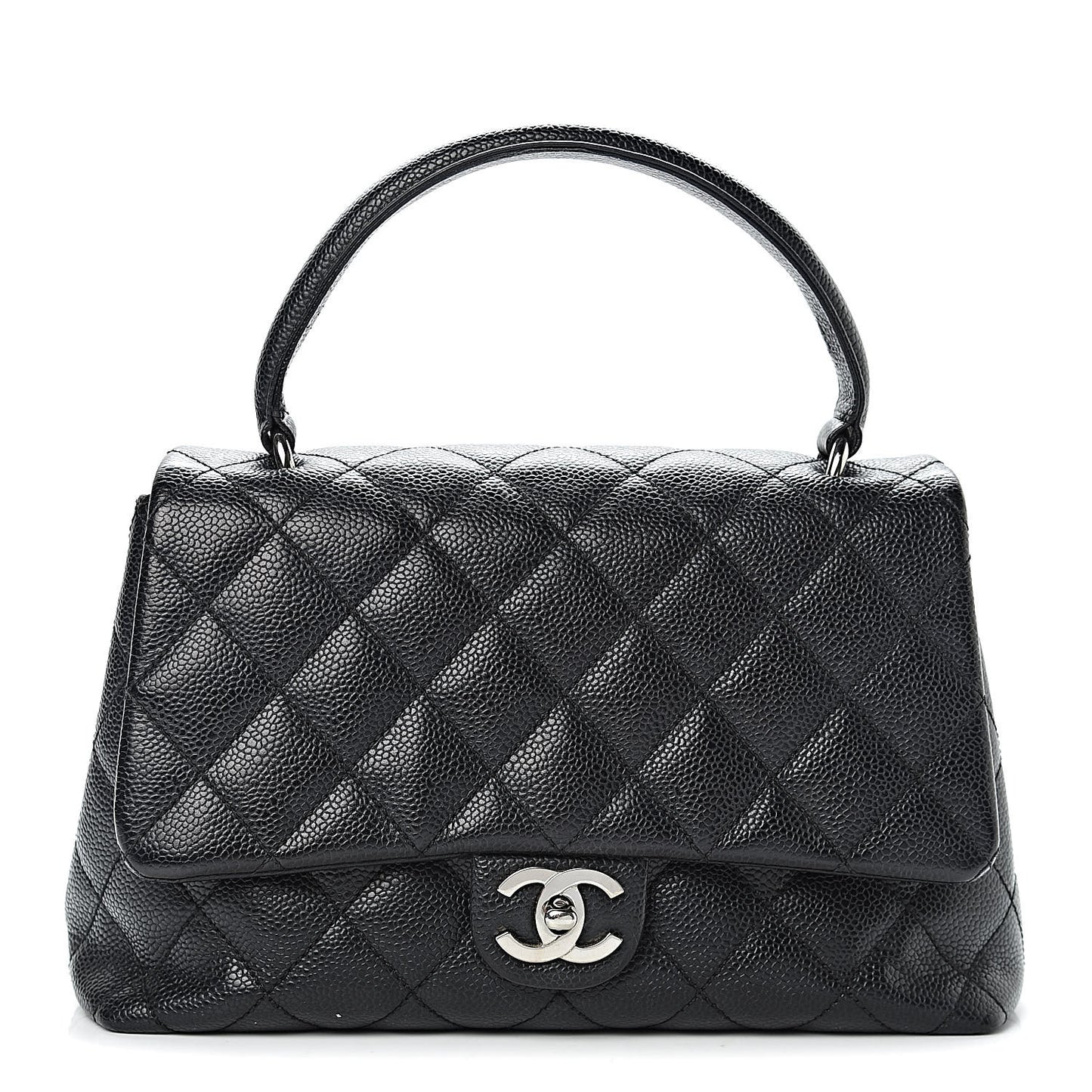 Caviar Quilted Medium Kelly Flap Bag Black