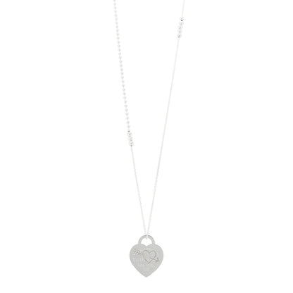 Tiffany Sterling Silver Return To Tiffany Etched Heart and Arrow Tag Pendant Necklace 1 of 5
