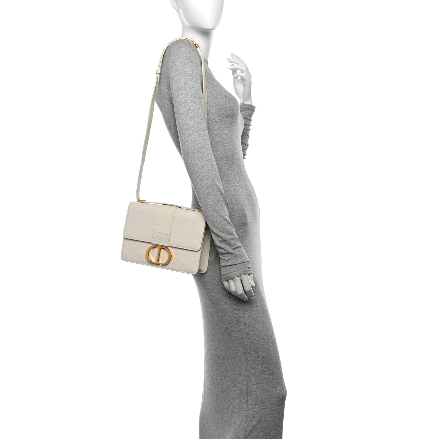 Christian Dior Grained Calfskin 30 Montaigne Flap Bag White 2 of 13