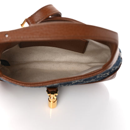 Gucci New Denim GG Monogram Calfskin Mini Jackie 1961 Hobo Blue Tea Cuir 5 of 9