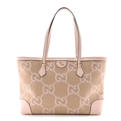 Gucci Monogram Jumbo GG Textured Dollar Calfskin Medium Ophidia Shopping Tote Beige Perfect Pink 1 of 12