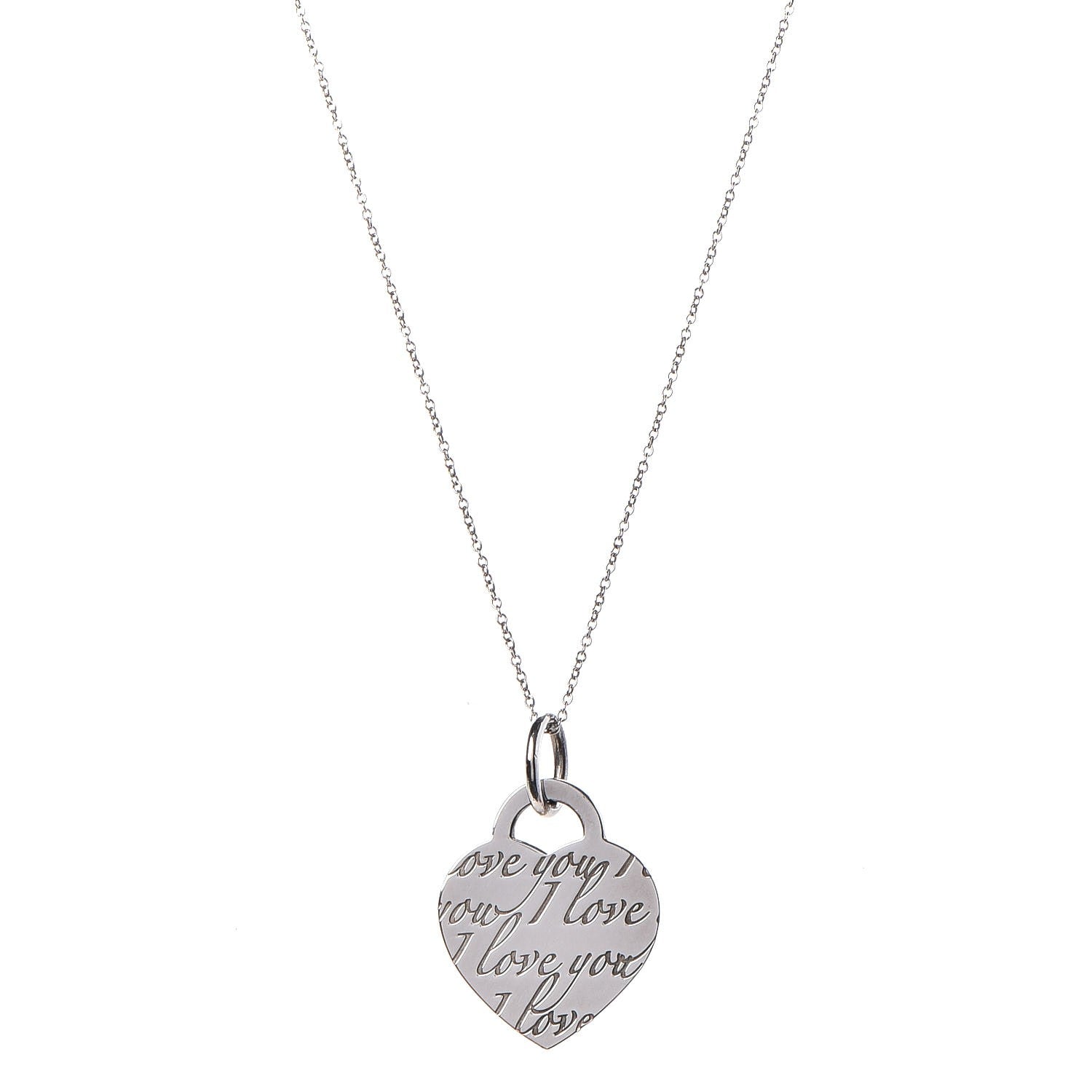 Tiffany Sterling Silver Notes Heart Tag Charm Necklace 1 of 7