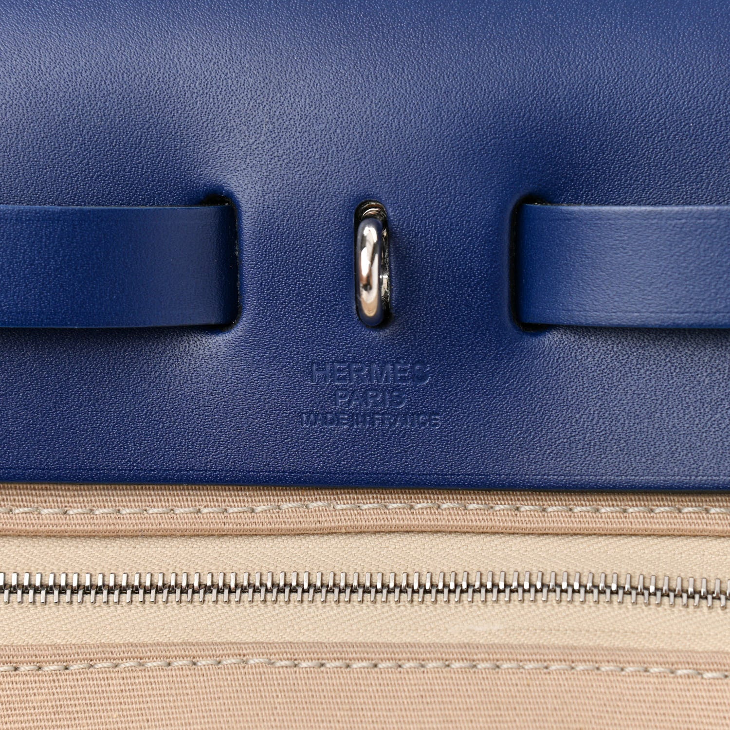 Hermes Military Toile Vache Hunter Herbag Zip 31 PM Bleu De France Ecru 7 of 14