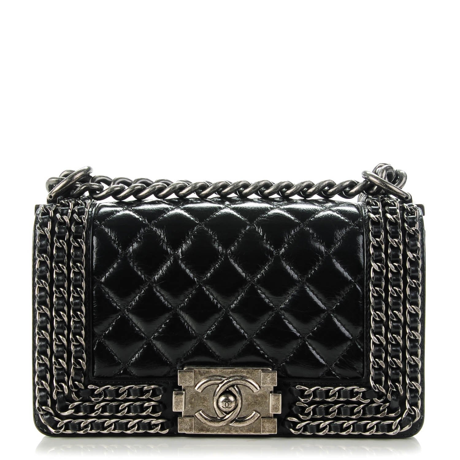 Chanel Glazed Calfskin Small Boy Chained Flap Black 1 of 7