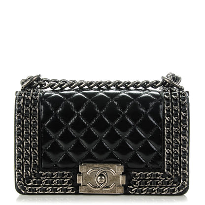 Chanel Glazed Calfskin Small Boy Chained Flap Black 1 of 7