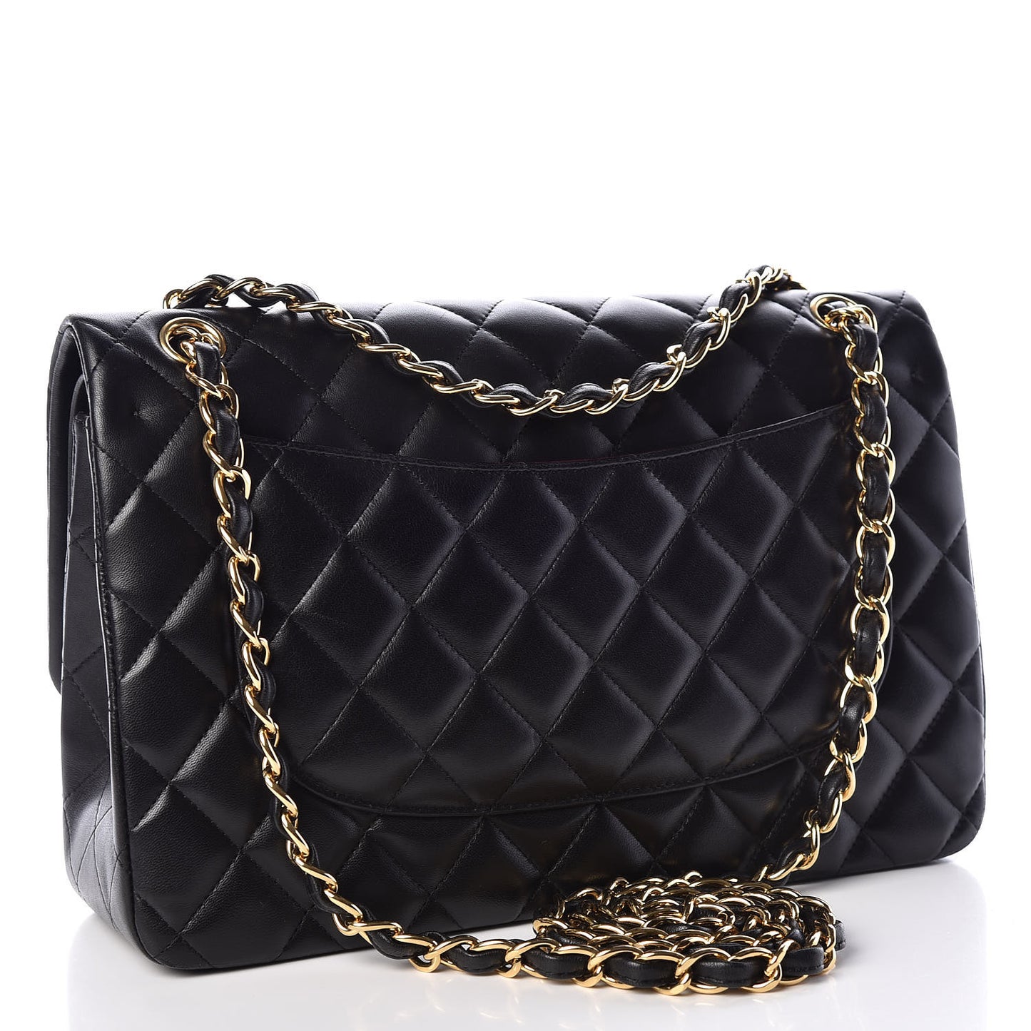 Lambskin Quilted Jumbo Double Flap Black