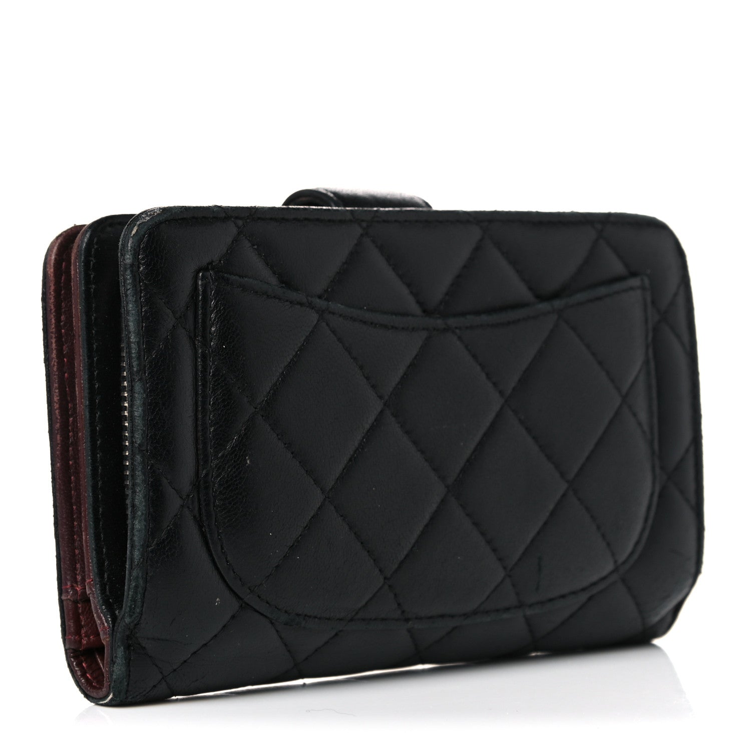 Chanel Lambskin Quilted Zipped Pocket Wallet Black 3 of 20