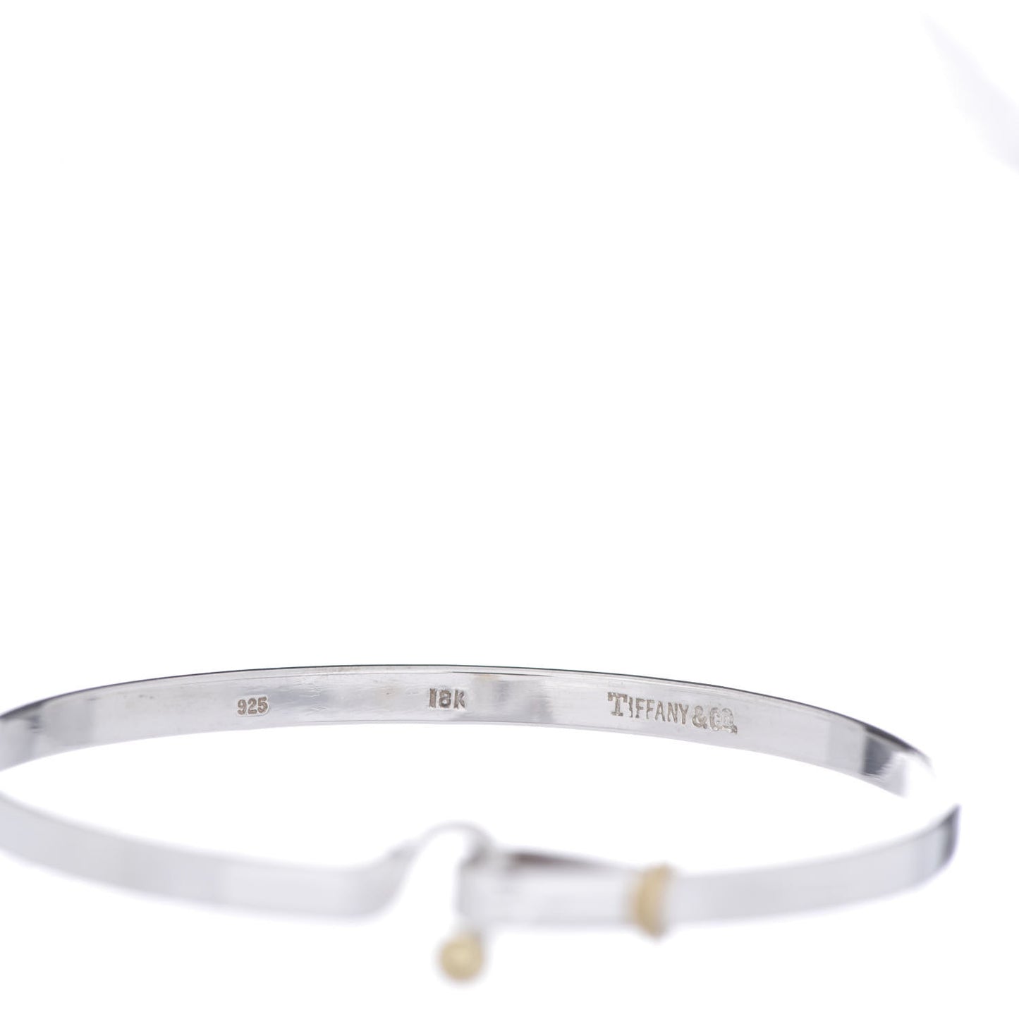 Sterling Silver 18K Yellow Gold Hook Eye Bangle Bracelet
