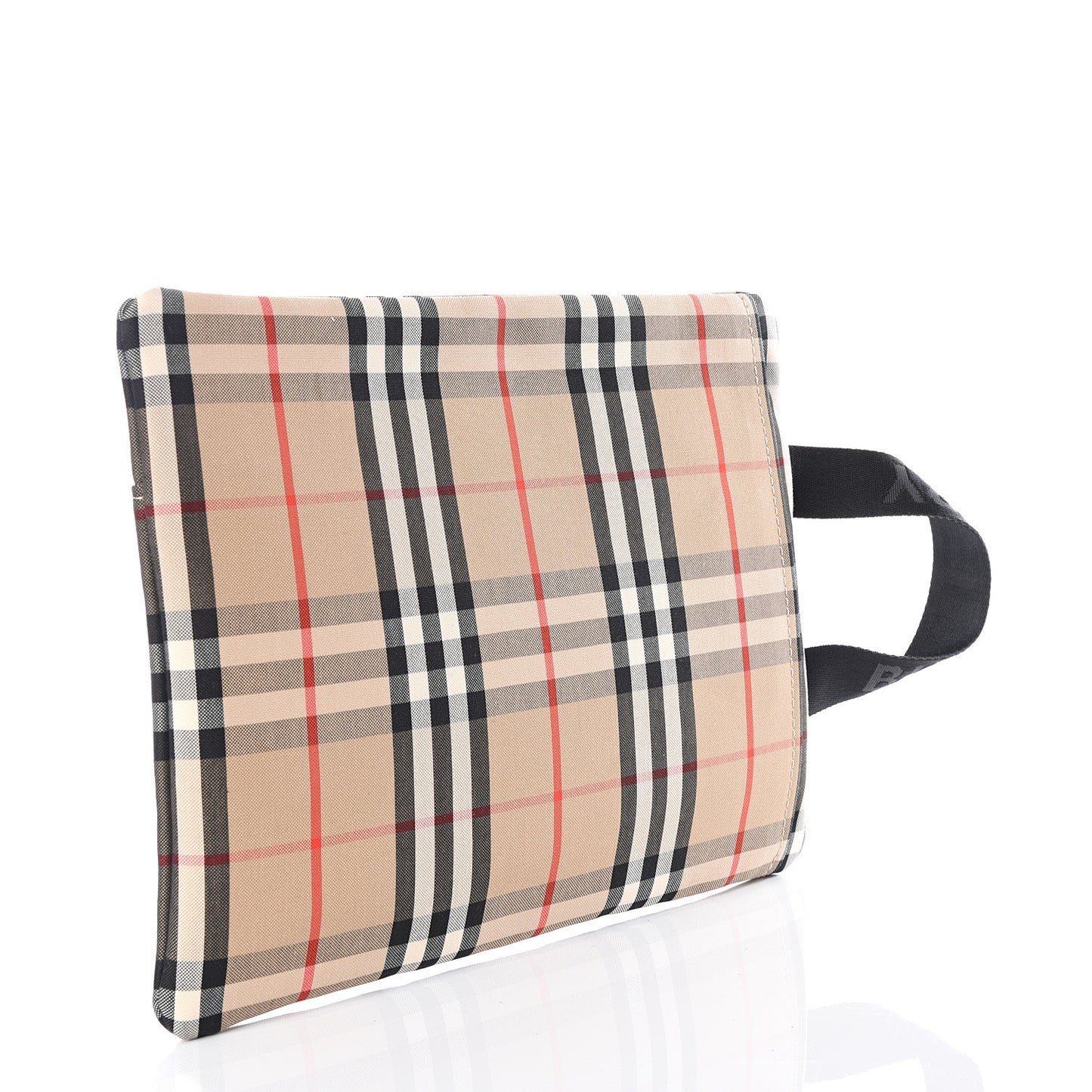 Nylon Vintage Check Logo Print Portrait Pouch Archive Beige