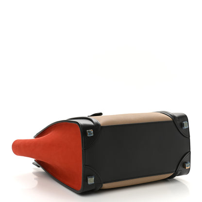 Celine Smooth Calfskin Nubuck Micro Tri-Color Luggage Light Taupe Fox Red 4 of 9