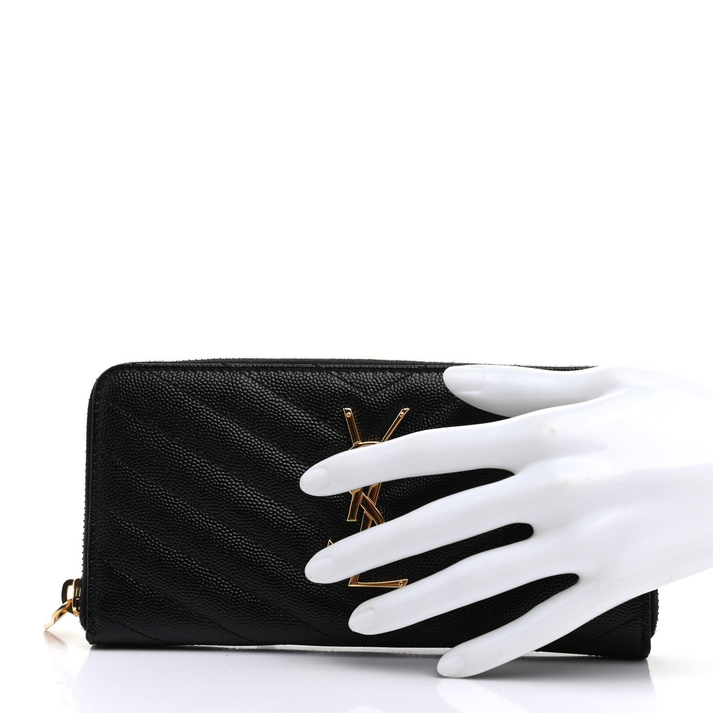 Grain De Poudre Matelasse Chevron Monogram Zip Around Wallet Black