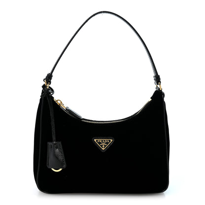 Prada Velvet Nappa Mini Re-Edition Shoulder Bag Black 1 of 11