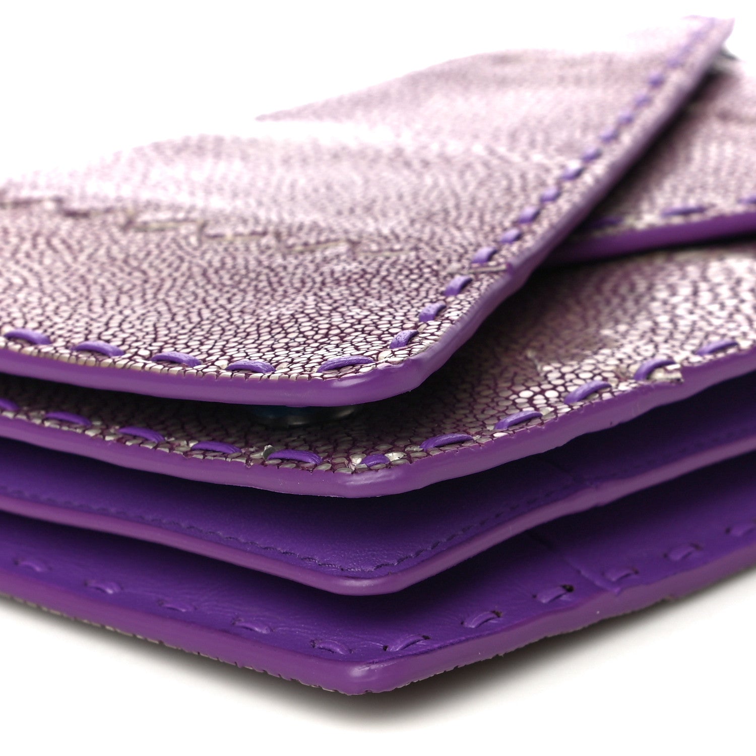 Bottega Veneta Stingray Piano Crisscross Clutch Purple 12 of 15