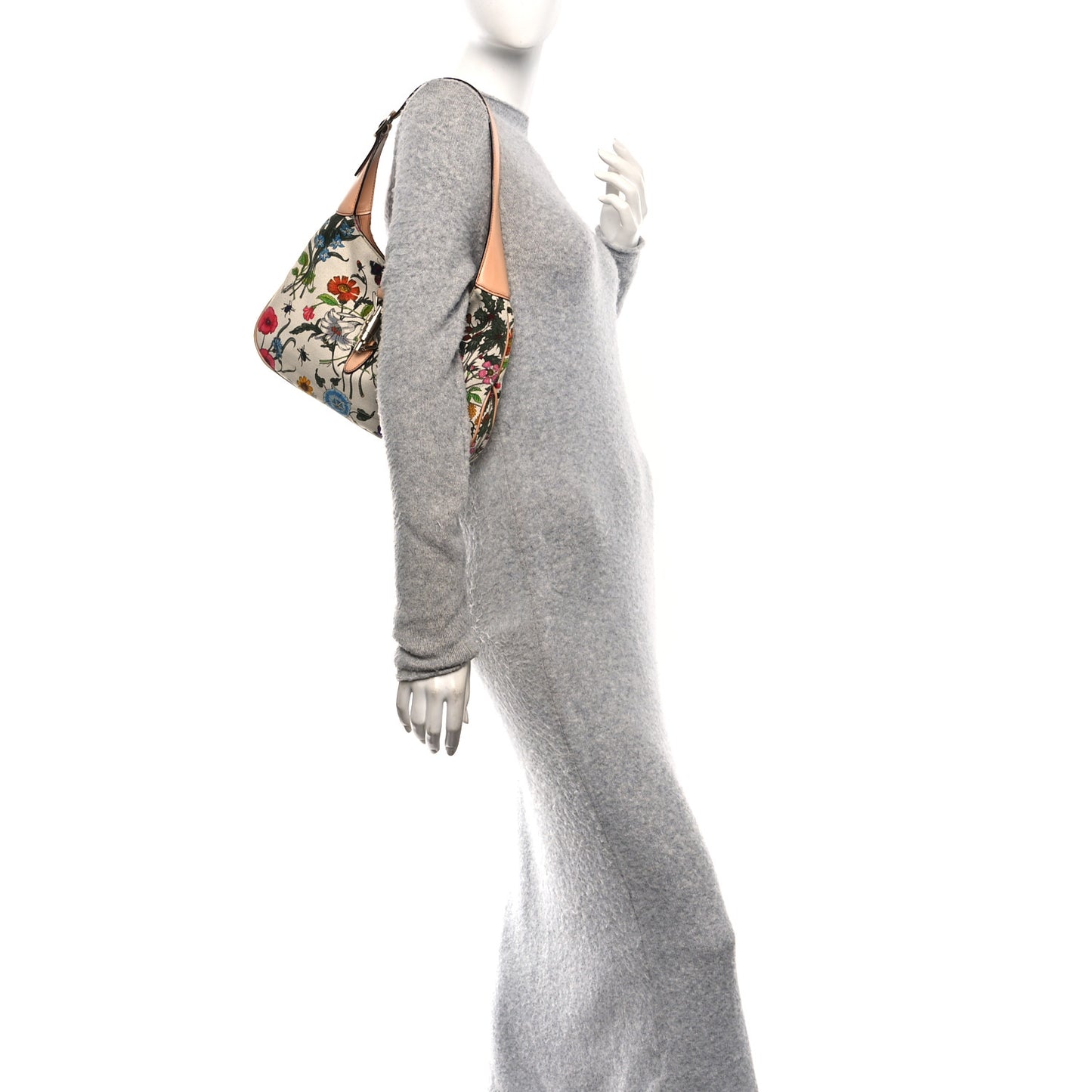 Canvas Floral Flora Small Jackie O Hobo White