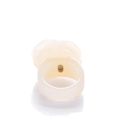Chanel Resin CC Camellia Ring 6 Cream Gold 3 of 5