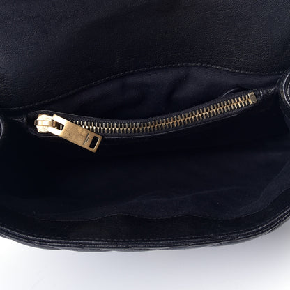 Saint Laurent Sheepskin Matelasse Chevron Monogram Medium College Bag Black 6 of 9