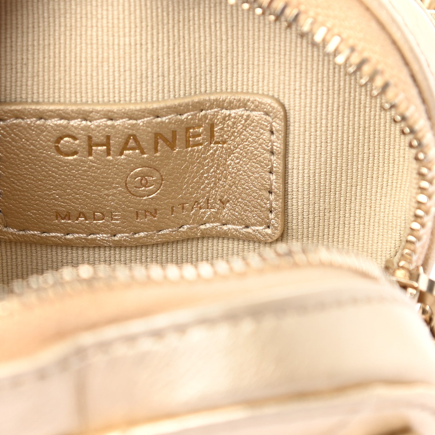 Chanel Metallic Lambskin Quilted CC In Love Heart Zipped Arm Coin Purse Gold 6 of 8
