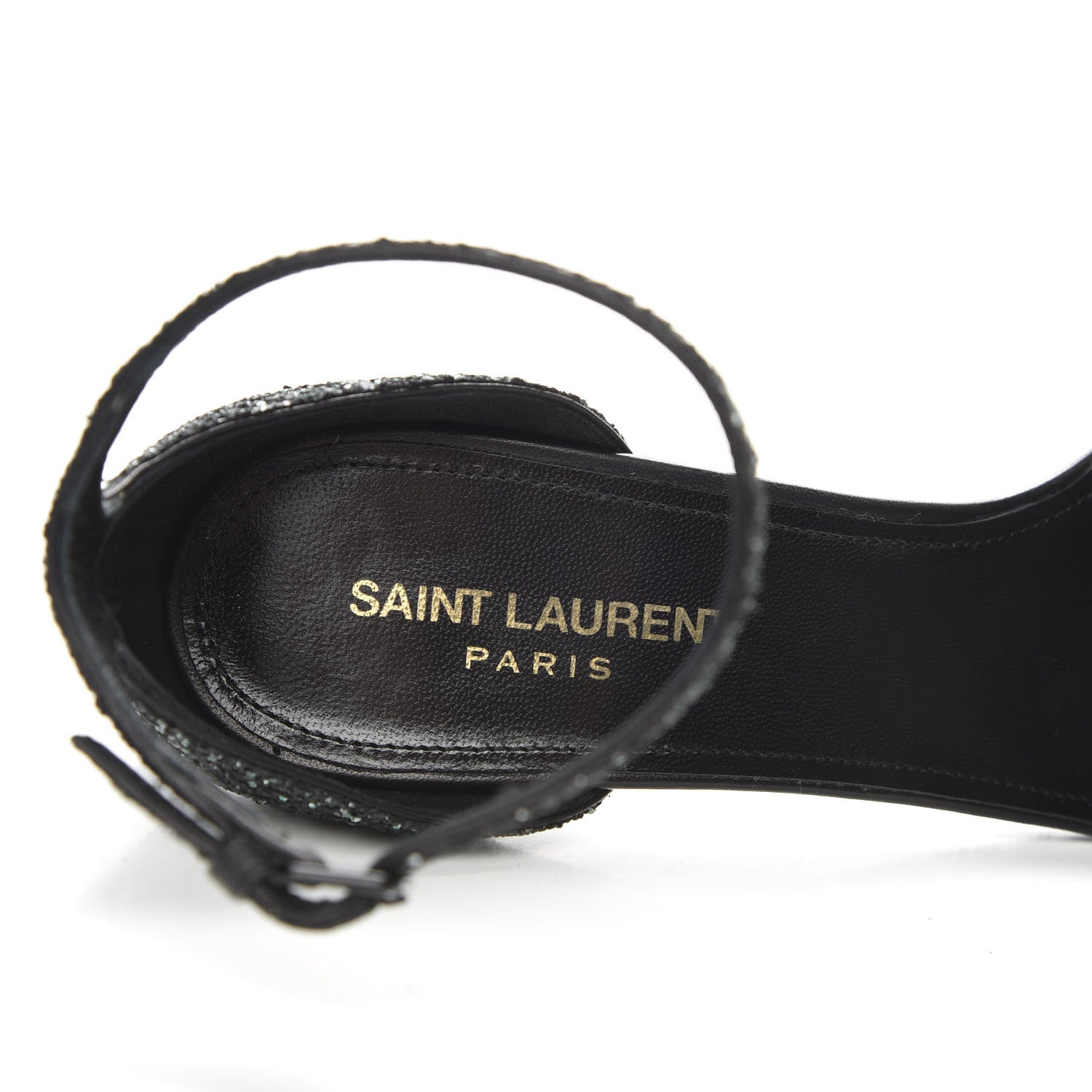 Saint Laurent Glitter Amber 105 Ankle Strap Sandals 39 Black 8 of 10