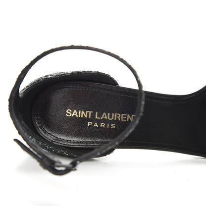 Saint Laurent Glitter Amber 105 Ankle Strap Sandals 39 Black 8 of 10