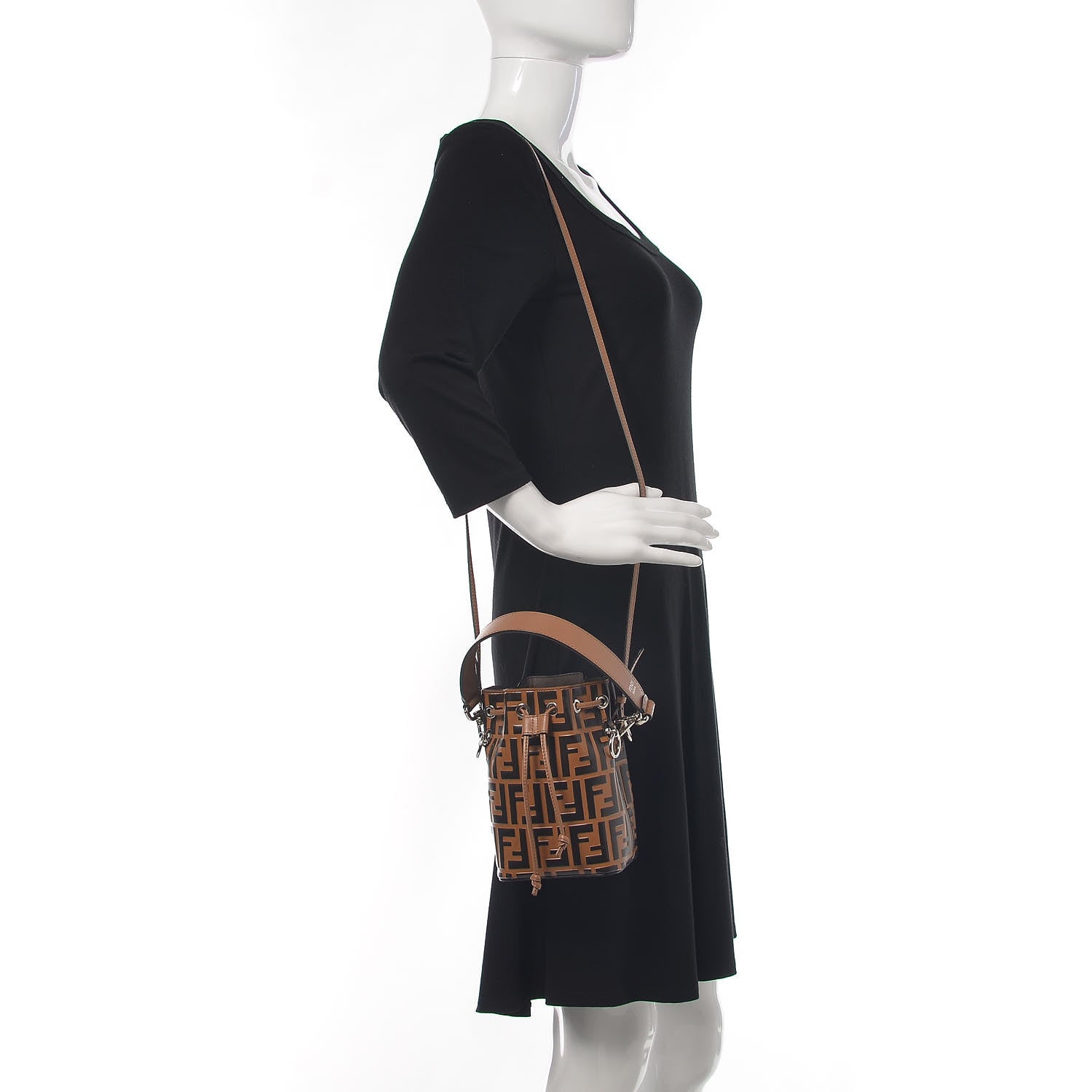 Fendi Vitello Liberty F is Fendi FF Embossed Mini Mon Tresor Bucket Bag Tobacco Black 2 of 11