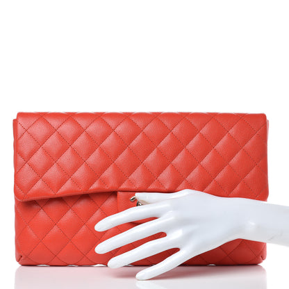 Chanel Caviar Quilted Flap Clutch Red 2 of 9