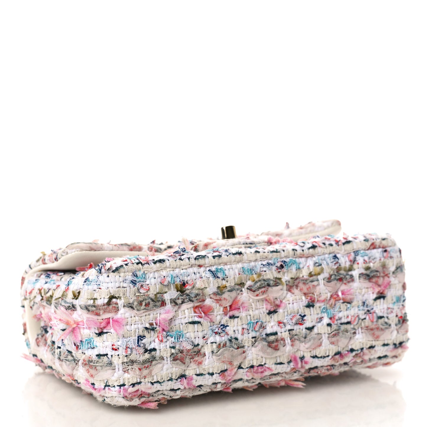 Tweed Quilted Mini Rectangular Flap Ecru Pink Blue Green