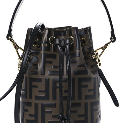Fendi Vitello Liberty F is Fendi Bi-Color FF 1974 Embossed Mini Mon Tresor Bucket Bag Maya Black 7 of 10