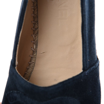 Chanel Velvet CC Espadrilles 38 Dark Navy Black 9 of 10