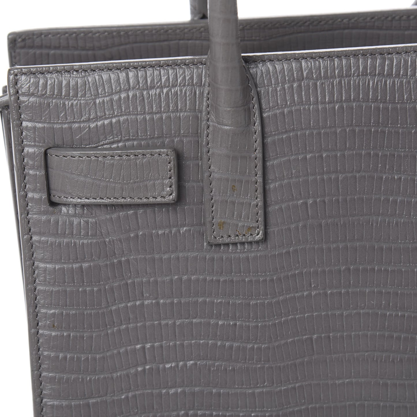 Calfskin Lizard Embossed Nano Sac De Jour Fog
