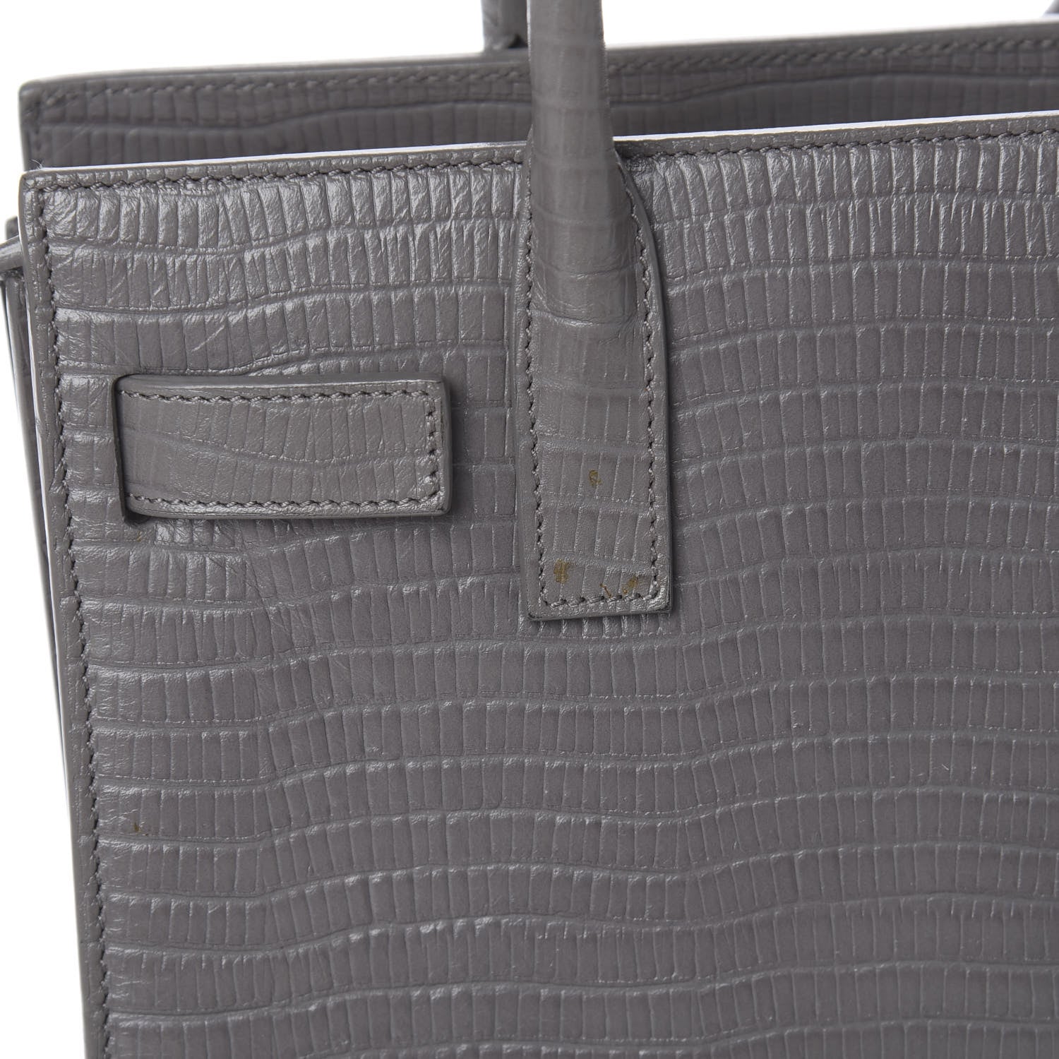 Saint Laurent Calfskin Lizard Embossed Nano Sac De Jour Fog 14 of 15
