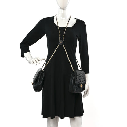 Chanel Lambskin Pearl Quilted Side Packs Black 2 of 10