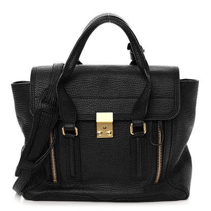 3.1 Phillip Lim Textured Calfskin Medium Pashli Satchel Black 1 of 11