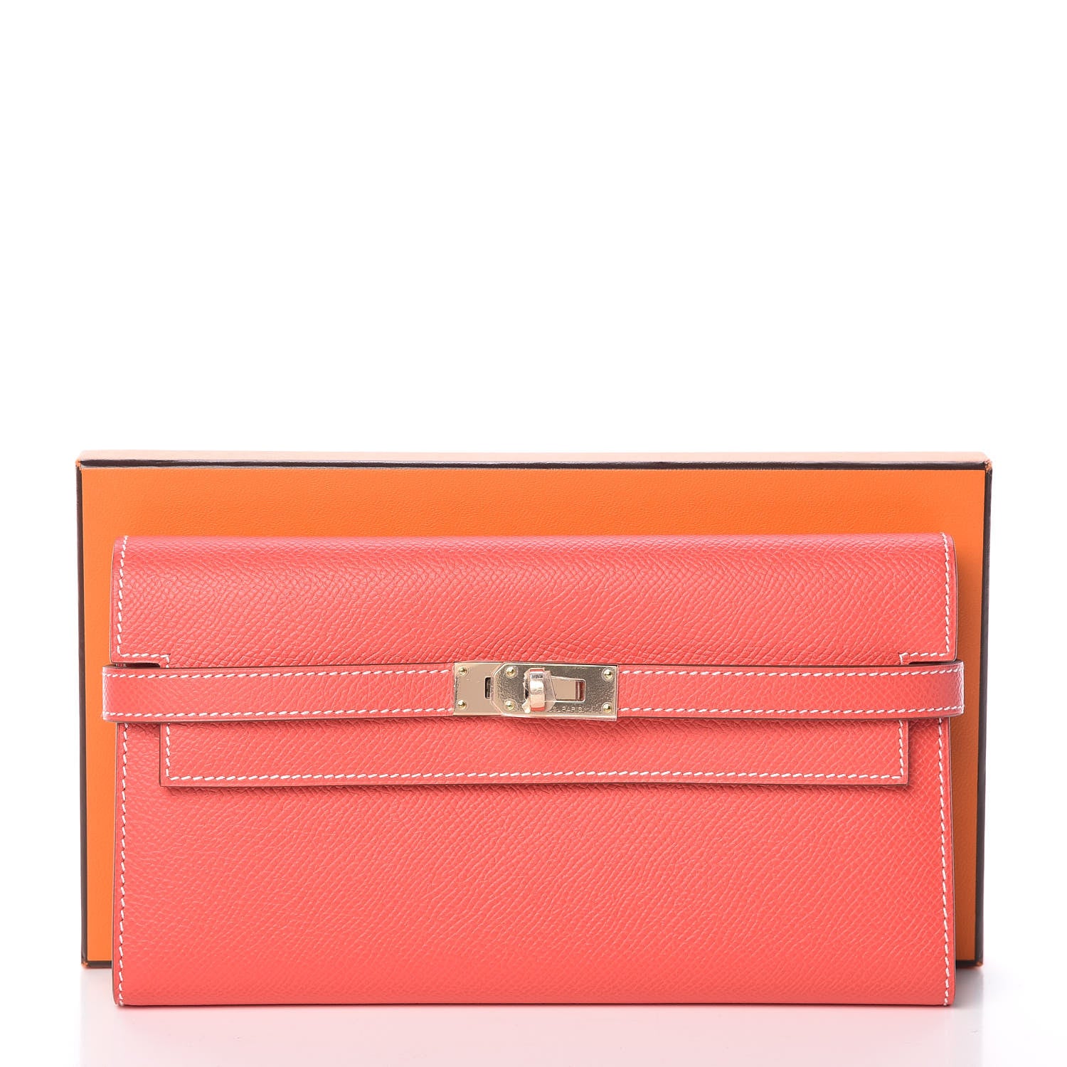 Hermes Epsom Kelly Longue Wallet Rose Jaipur Gold 8 of 8