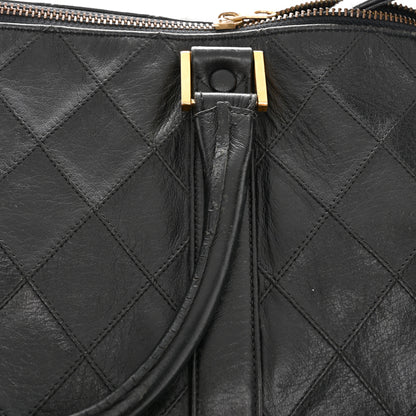 Chanel Calfskin Stitched Duffle Travel Bag Black 13 of 16