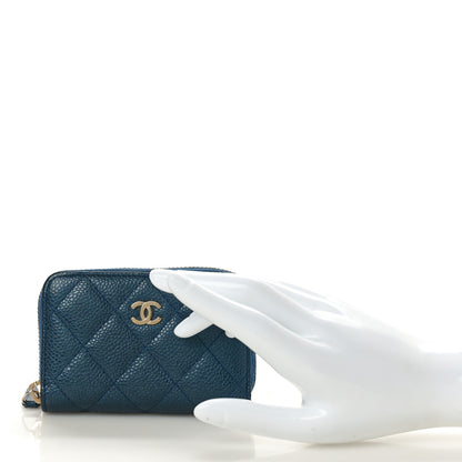 Chanel Iridescent Caviar Quilted Zip Coin Purse Dark Blue 2 of 9