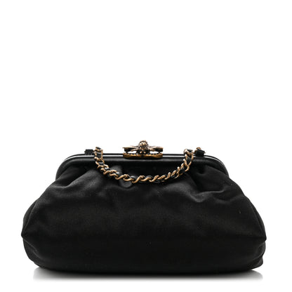 Chanel Satin Bee Kisslock Evening Bag Black 1 of 10