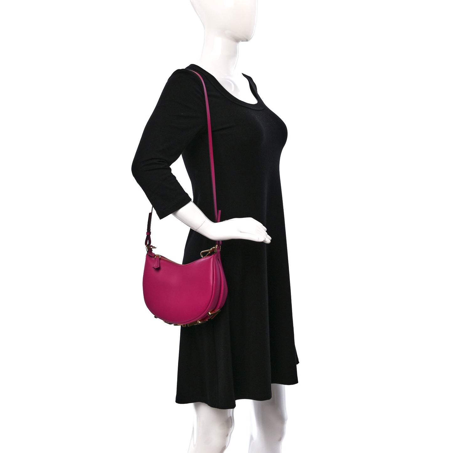 Vitello Grace Matte Mini Fendigraphy Hobo Bag Ciclamino Pilar