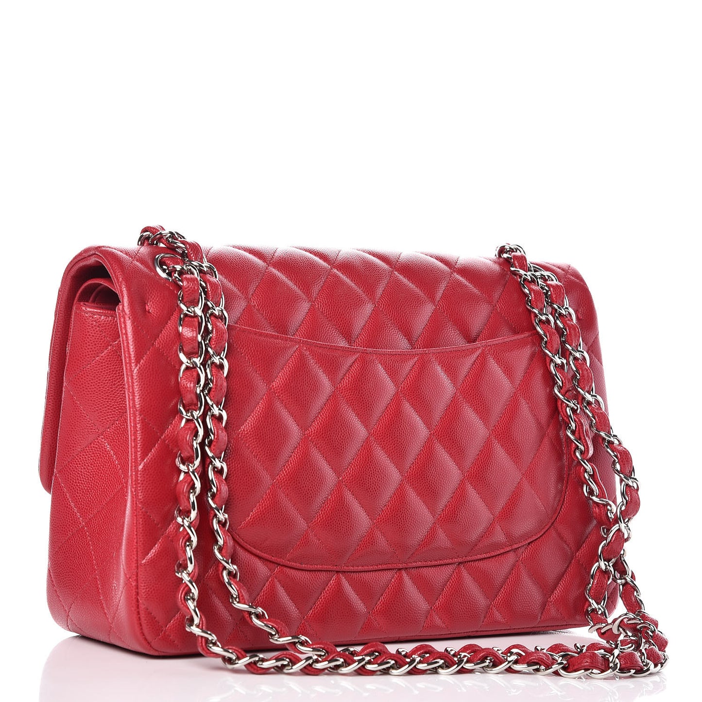 Caviar Quilted Jumbo Double Flap Red