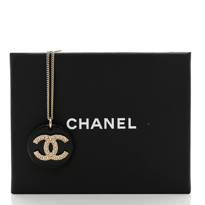 Chanel Pearl Resin CC Pendant Necklace Gold Black 5 of 5