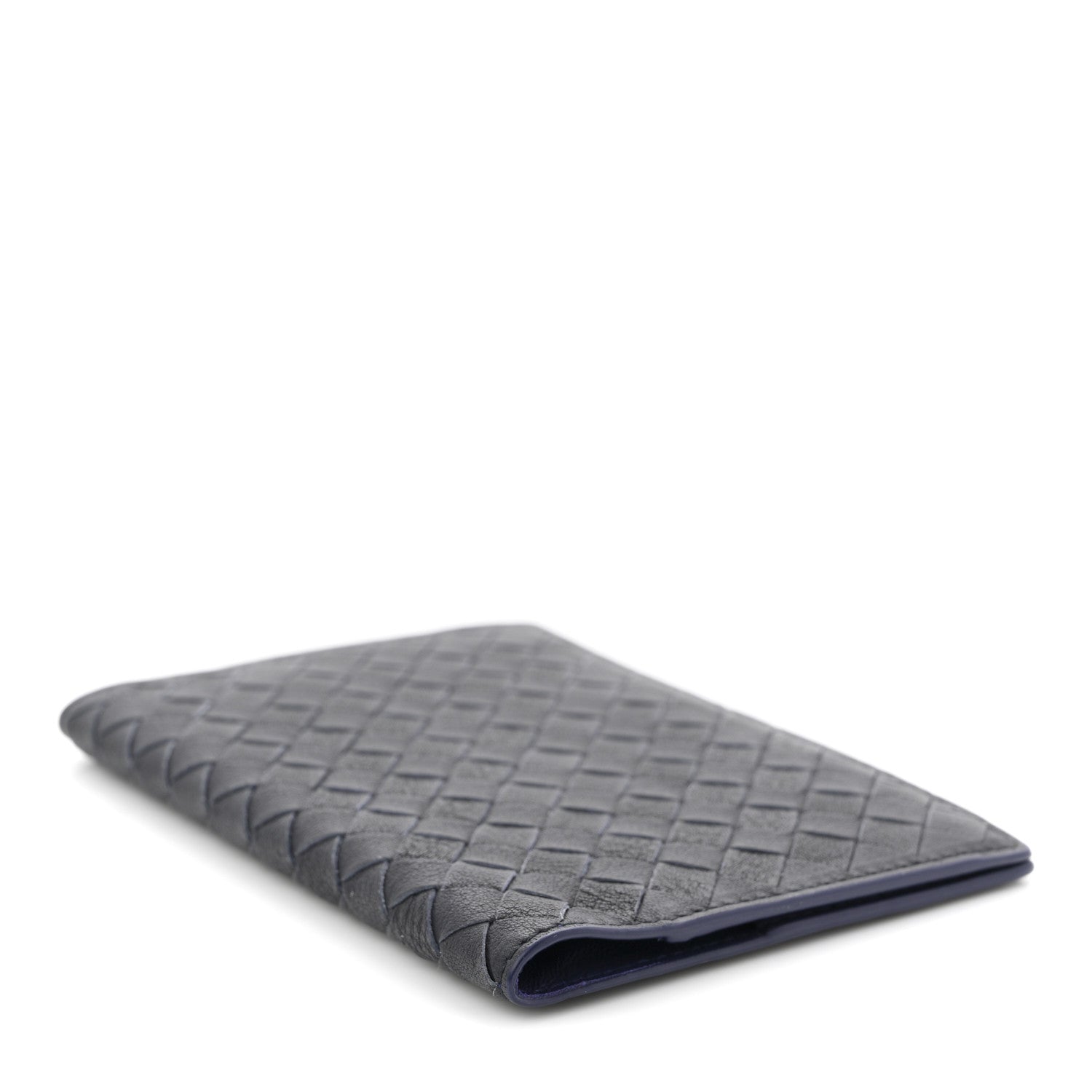 Bottega Veneta Nappa Intrecciato Passport Case Navy Blue 1845502